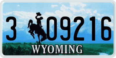 WY license plate 309216