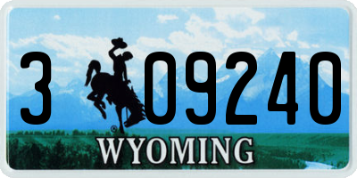 WY license plate 309240