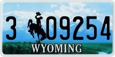 WY license plate 309254