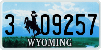 WY license plate 309257