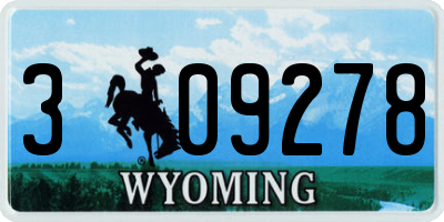 WY license plate 309278