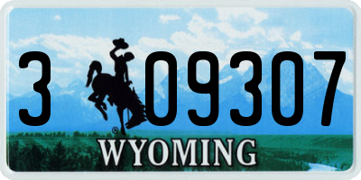 WY license plate 309307