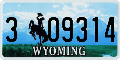 WY license plate 309314