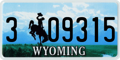 WY license plate 309315