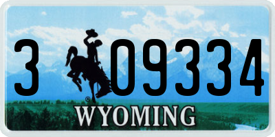 WY license plate 309334