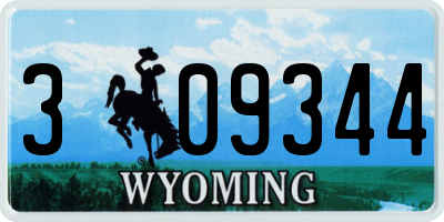 WY license plate 309344