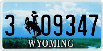 WY license plate 309347