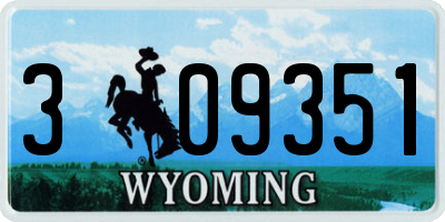 WY license plate 309351