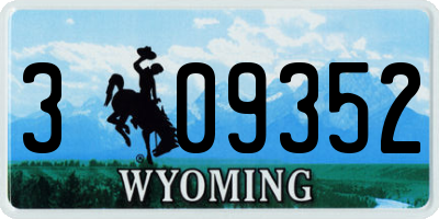 WY license plate 309352