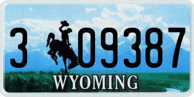 WY license plate 309387