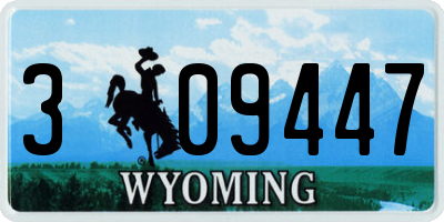 WY license plate 309447
