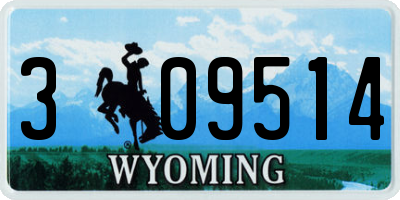 WY license plate 309514
