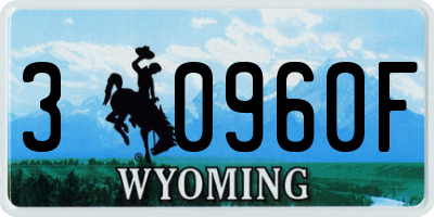 WY license plate 30960F