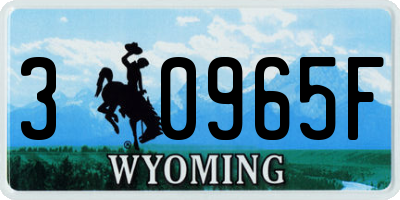 WY license plate 30965F