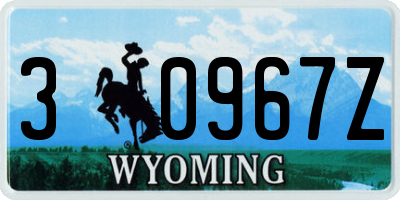 WY license plate 30967Z