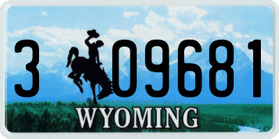 WY license plate 309681