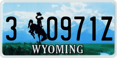 WY license plate 30971Z