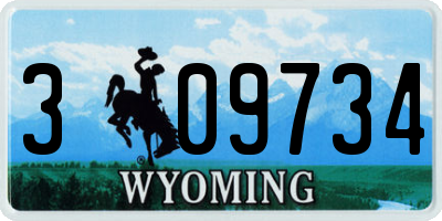 WY license plate 309734