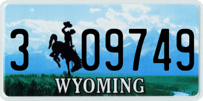 WY license plate 309749