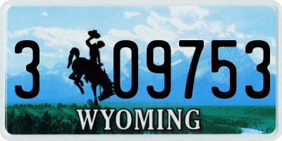 WY license plate 309753