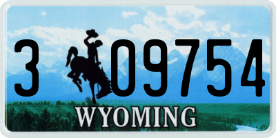 WY license plate 309754