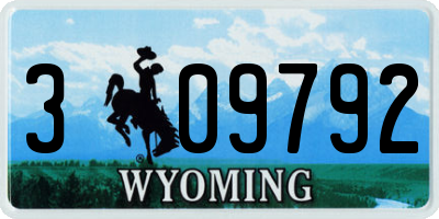 WY license plate 309792