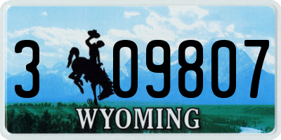 WY license plate 309807