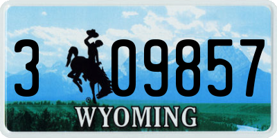 WY license plate 309857