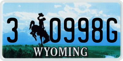 WY license plate 30998G