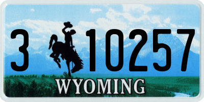 WY license plate 310257