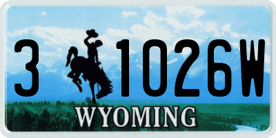 WY license plate 31026W