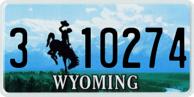 WY license plate 310274