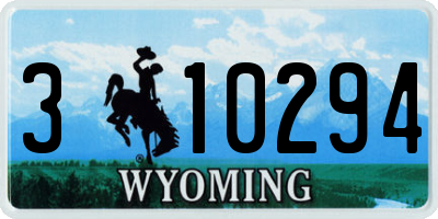 WY license plate 310294