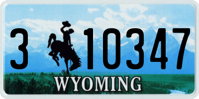 WY license plate 310347