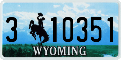 WY license plate 310351