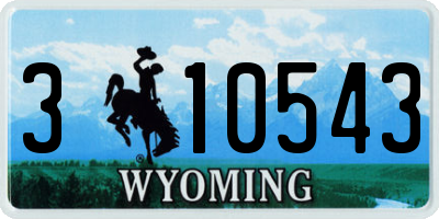 WY license plate 310543