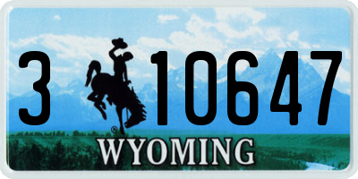 WY license plate 310647