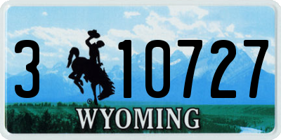 WY license plate 310727