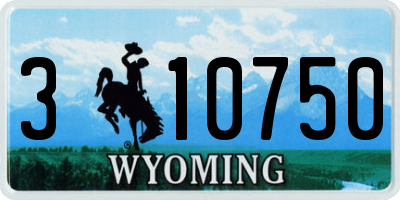 WY license plate 310750