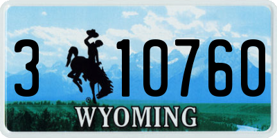 WY license plate 310760