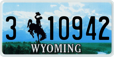 WY license plate 310942