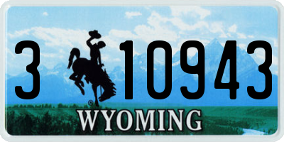WY license plate 310943