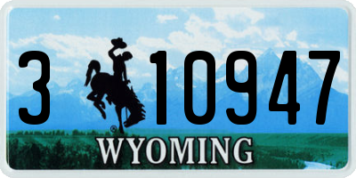 WY license plate 310947