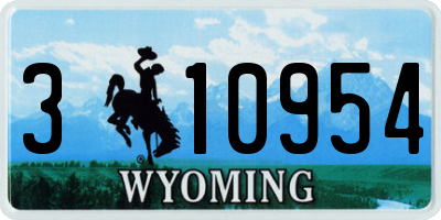 WY license plate 310954