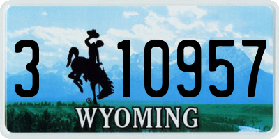 WY license plate 310957