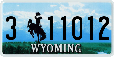 WY license plate 311012