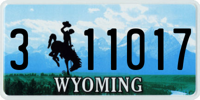 WY license plate 311017