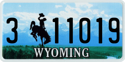 WY license plate 311019