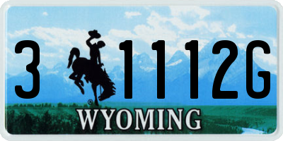WY license plate 31112G