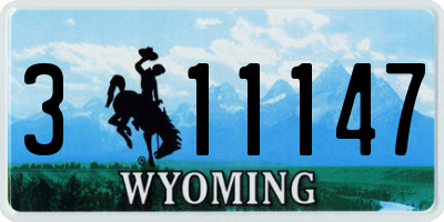 WY license plate 311147